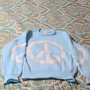 PIL Light Blue Peace Sign Sweater